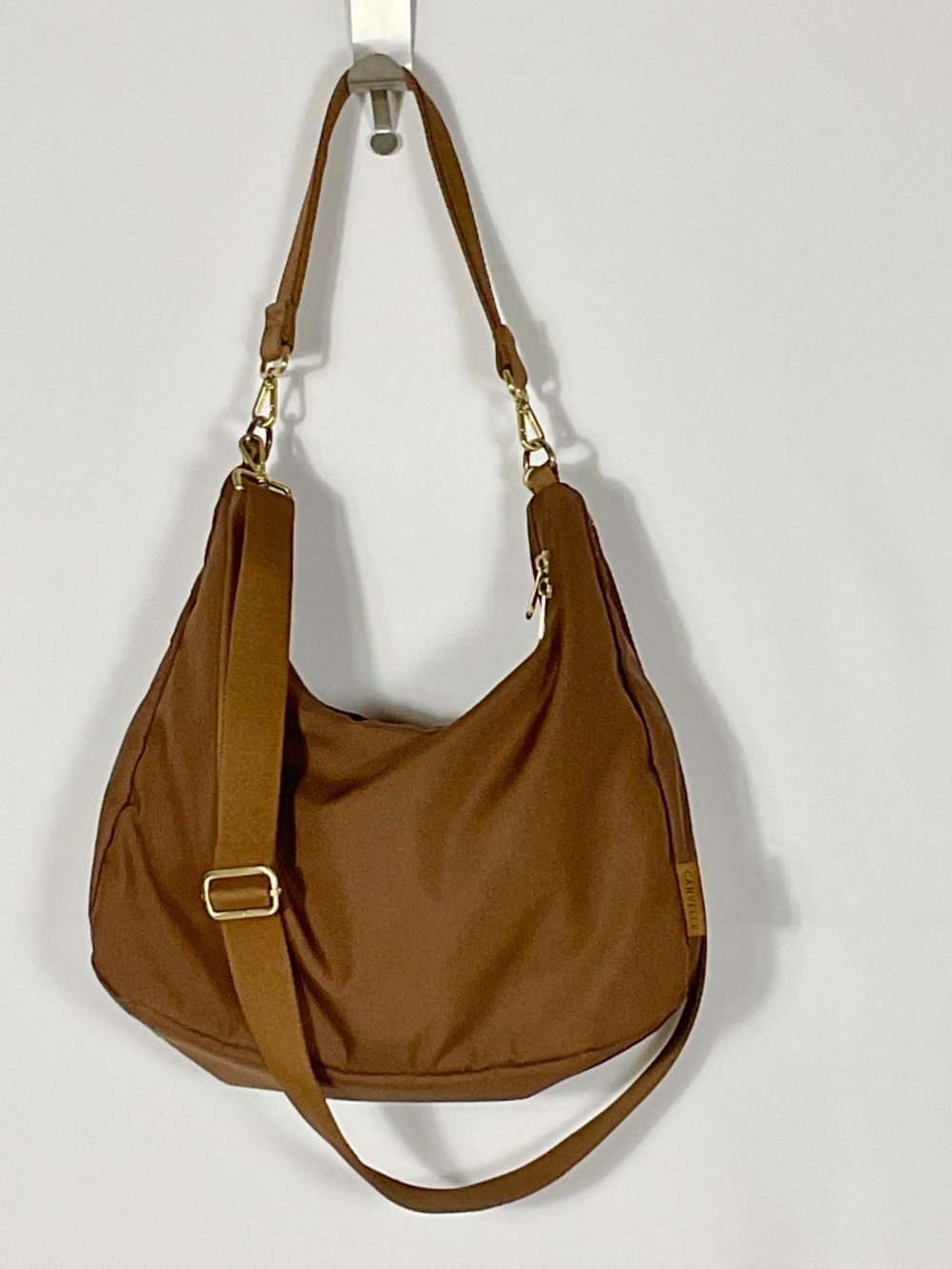 Canvelle Hobo Handbag Medium Brown Shoulder Crossbody Machine Washable